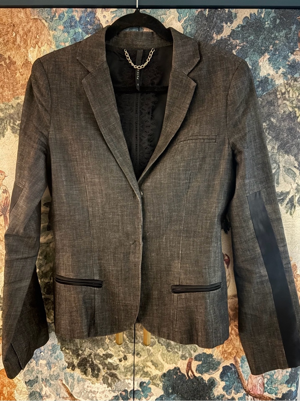Poleci Gray Jacket / Blazer with Black Trim (Small)